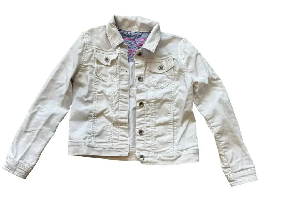 Vineyard Vines White Denim Jacket Girls Size Medium 10/12